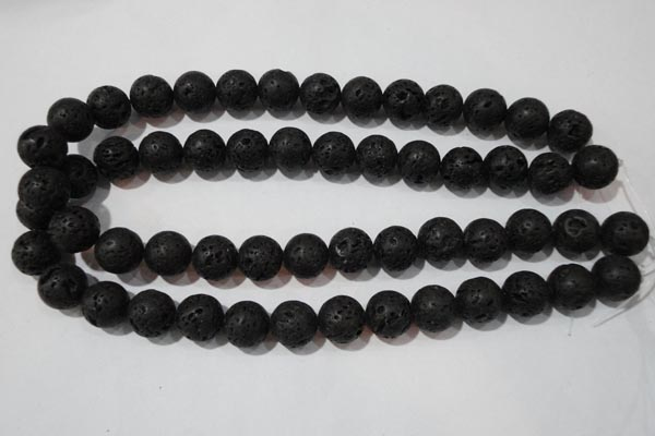 CLV487 15.5 inches 14mm round black lava beads wholesale