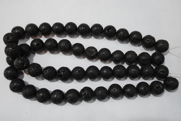 CLV488 15.5 inches 16mm round black lava beads wholesale