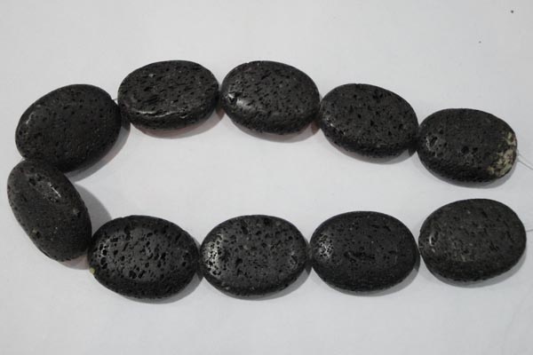 CLV509 15.5 inches 30*40mm oval black lava beads wholesale