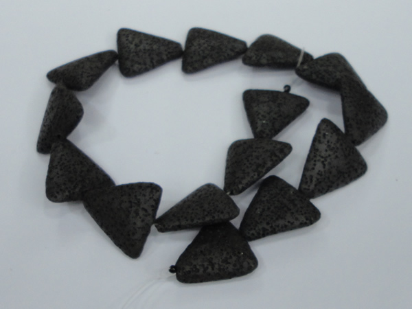 CLV53 15 inches 26*28mm triangle black natural lava beads wholesale