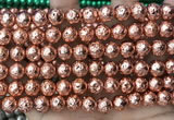 CLV533 15.5 inches 6mm round plated lava beads wholesale