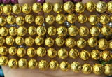 CLV534 15.5 inches 6mm round plated lava beads wholesale