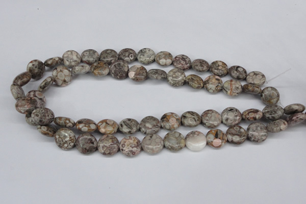 CMB08 15.5 inches 14mm flat round natural medical stone beads