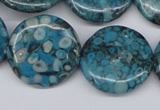 CMB44 15.5 inches 25mm flat round dyed natural medical stone beads