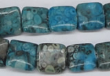CMB51 15.5 inches 14*14mm square dyed natural medical stone beads