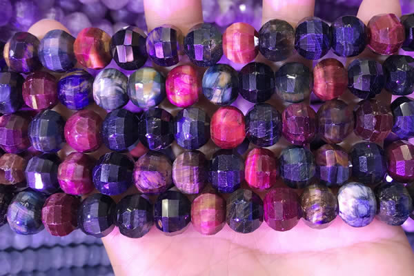CME328 15.5 inches 9*11mm - 10*12mm pumpkin colorful tiger eye beads
