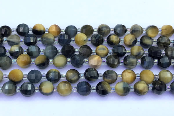 CME352 15 inches 8mm pumpkin golden & blue tiger eye beads