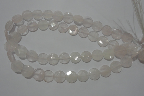 CME50 15.5 inches 15mm faceted coin rose quartz gemstone beads