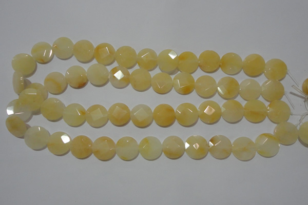 CME51 15.5 inches 15mm faceted coin yellow jade gemstone beads