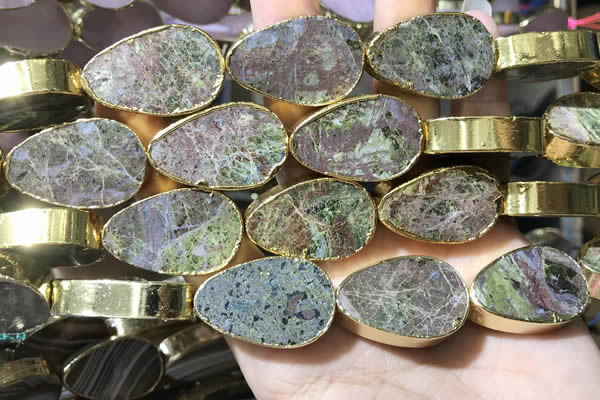 CME512 12 inches 18*28mm - 20*30mm flat teardrop bronze green stone beads