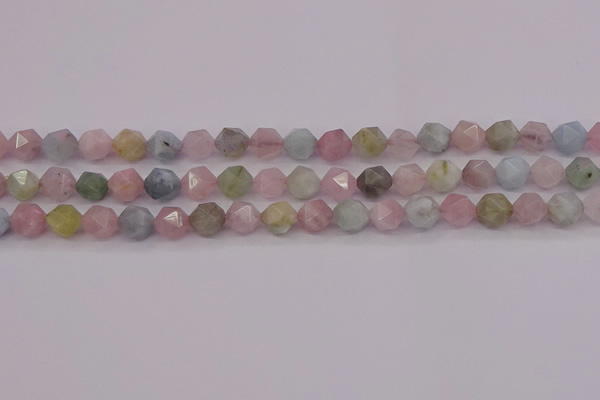 CMG202 15.5 inches 8mm faceted nuggets morganite gemstone beads