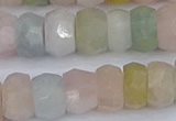 CMG218 15.5 inches 6*11mm faceted rondelle morganite beads