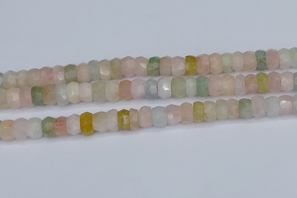 CMG218 15.5 inches 6*11mm faceted rondelle morganite beads