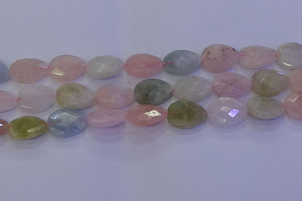 CMG274 15.5 inches 13*18mm faceted flat teardrop morganite beads