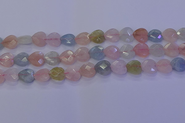 CMG283 15.5 inches 10*10mm faceted heart morganite beads