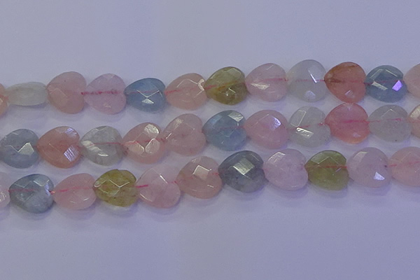 CMG285 15.5 inches 14*14mm faceted heart morganite beads