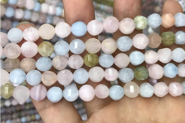 CMG308 15.5 inches 8mm faceted round morganite beads