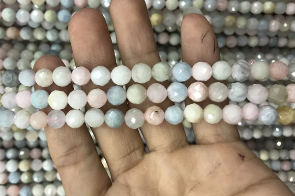 CMG322 15.5 inches 8mm faceted round morganite gemstone beads