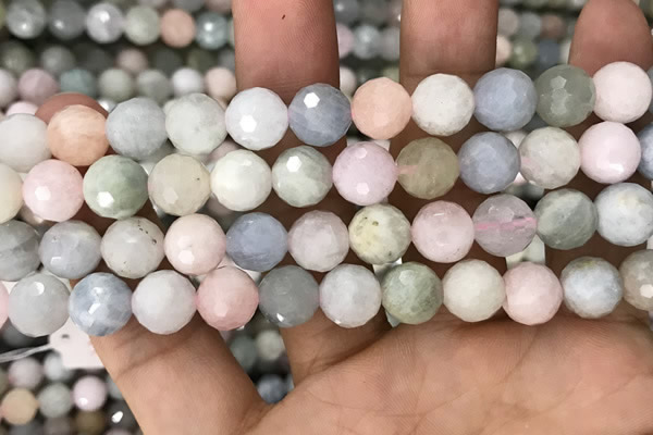 CMG347 15.5 inches 10mm faceted round morganite beads wholesale