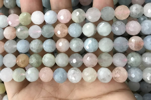 CMG381 15.5 inches 10mm faceted round morganite gemstone beads
