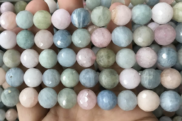 CMG382 15.5 inches 12mm faceted round morganite gemstone beads