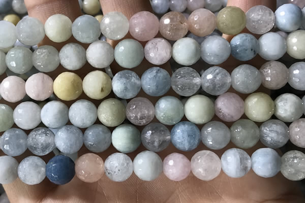 CMG387 15.5 inches 8mm faceted round morganite beads wholesale