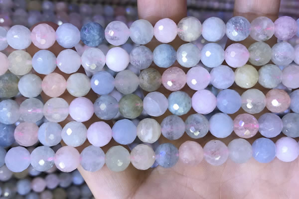 CMG416 15.5 inches 8mm faceted round morganite gemstone beads