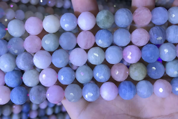 CMG418 15.5 inches 12mm faceted round morganite gemstone beads
