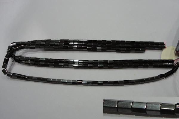 CMH107 15.5 inches 5*6mm faceted tube magnetic hematite beads