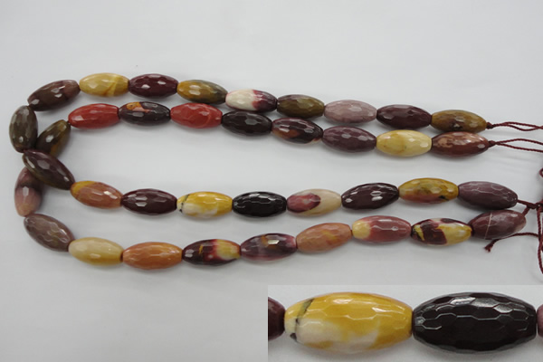 CMK131 15.5 inches 10*20mm faceted rice mookaite beads wholesale