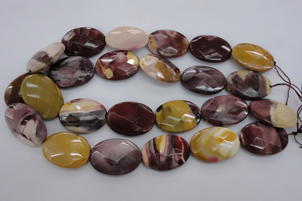 CMK158 15.5 inches 25*35mm faceted oval mookaite beads wholesale