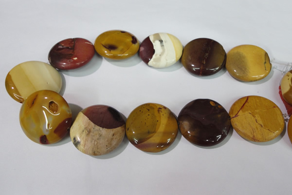 CMK247 15.5 inches 35mm flat round mookaite gemstone beads