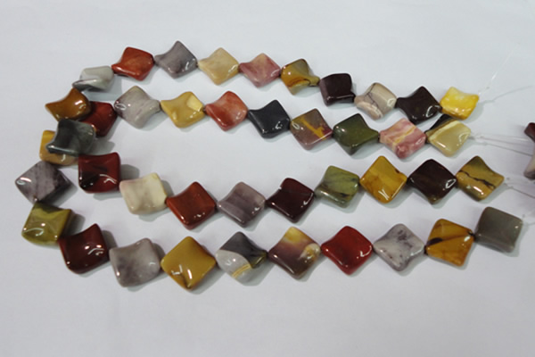 CMK280 15.5 inches 15*15mm twisted diamond mookaite gemstone beads