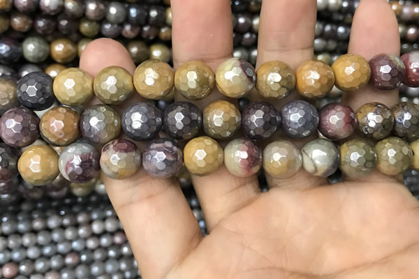 CMK340 15.5 inches 10mm faceted round AB-color mookaite beads