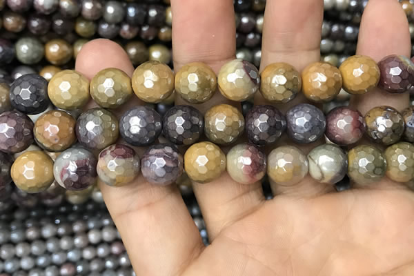 CMK341 15.5 inches 12mm faceted round AB-color mookaite beads