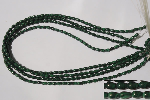 CMN215 15.5 inches 4*6mm teardrop natural malachite beads wholesale