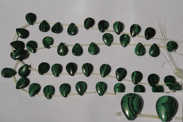 CMN323 Top-drilled 13*18mm flat teardrop natural malachite beads