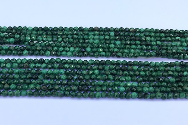 CMN451 15 inches 3mm faceted round malachite beads