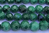 CMN452 15 inches 4mm faceted round malachite beads