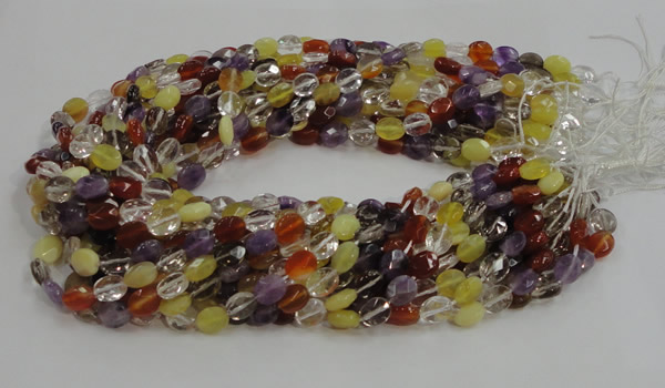 CMQ01 15.5 inches 6*8mm faceted oval multicolor quartz beads