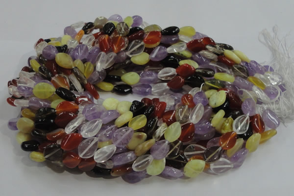 CMQ11 10*14mm twisted flat teardrop multicolor quartz beads