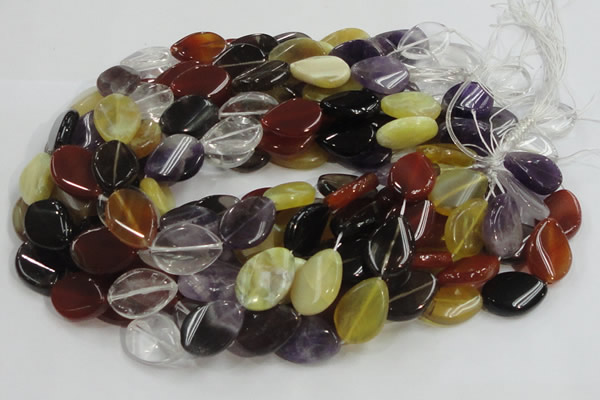 CMQ14 18*25mm twisted flat teardrop multicolor quartz beads