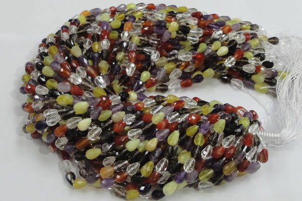 CMQ20 15.5 inches 8*10mm faceted teardrop multicolor quartz beads