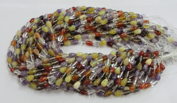 CMQ22 15.5 inches 6*10mm teardrop multicolor quartz beads