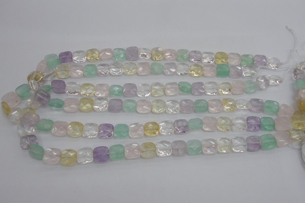 CMQ256 15.5 inches 10*10mm faceted square multicolor quartz beads