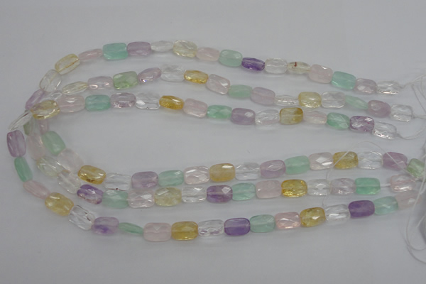 CMQ257 15.5 inches 8*12mm faceted rectangle multicolor quartz beads