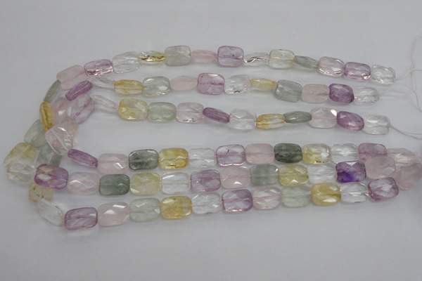 CMQ258 15.5 inches 10*14mm faceted rectangle multicolor quartz beads