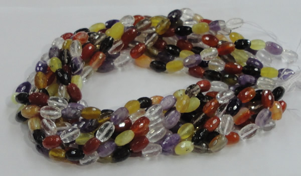CMQ26 15.5 inches 8*12mm faceted rice multicolor quartz beads