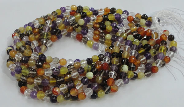 CMQ32 15.5 inches 8mm faceted round multicolor quartz beads