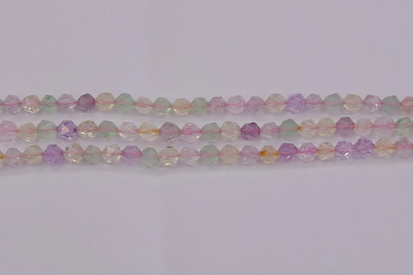 CMQ366 15.5 inches 6mm faceted nuggets mixed quartz beads